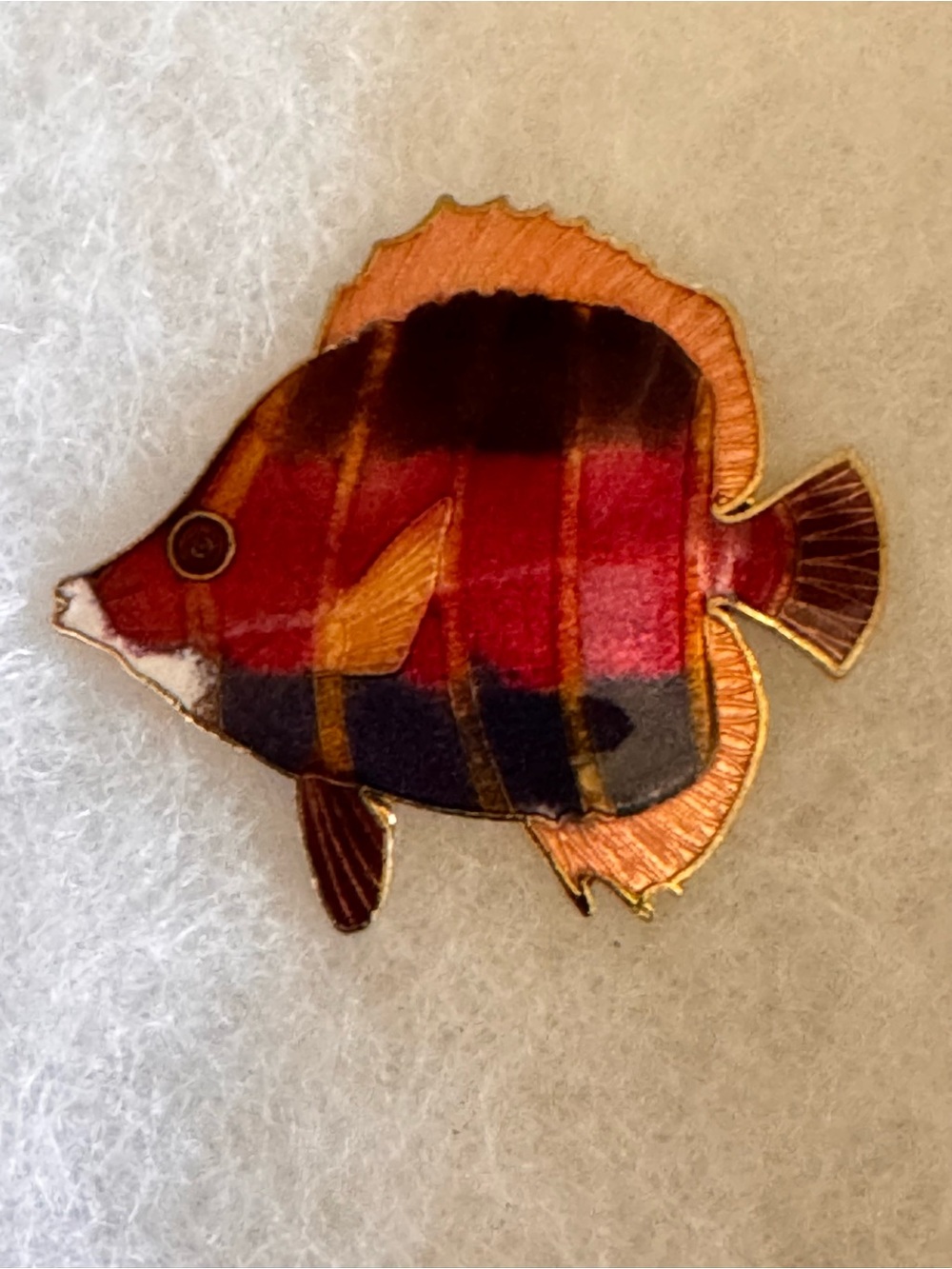 Vintage 1940-50’s Brooch Pin Angel Fish Enamel Finished sh Gold Tone